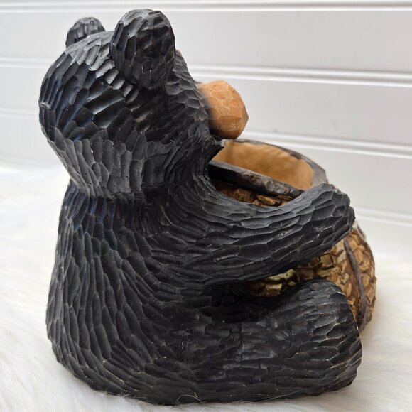 VTG Resin Bear Holding Fish Wicker Basket Fishing Rustic Country Cabin 6.5x7x8" - Picture 6 of 12